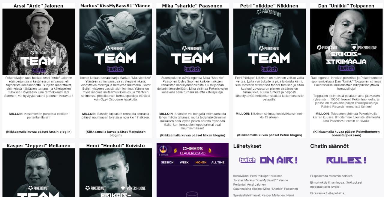 Pokerisivut Twitch Channel
